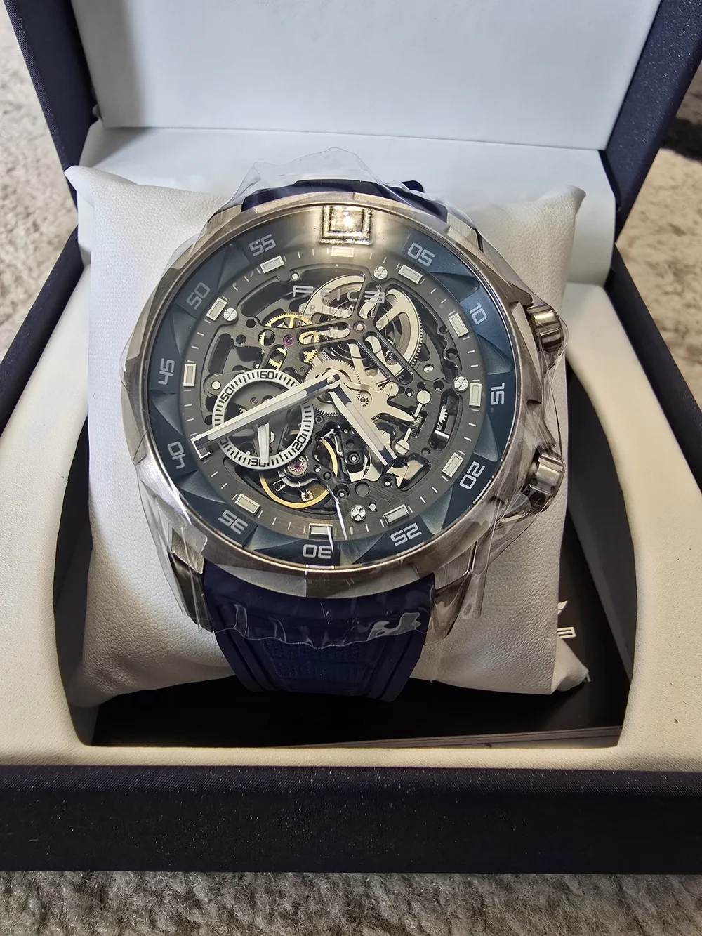 Original Men's Skeleton Sport Watch in Blue and Silver